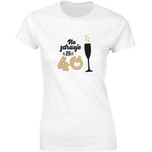 Majica ženska (telirana)- Na zdravje za 40 - kozarec S-bela