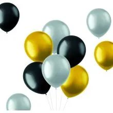 Baloni barvni, 10 kom, siva, črna, zlata, metalik,  iz lateksa, 33cm