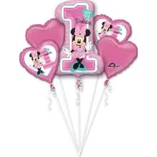 Set balonov - balon napihljiv, za helij, št. 1, Minnie Mouse, roza, 48x71cm, 4x srček, 43cm
