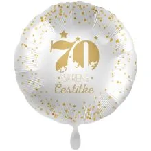 Balon napihljiv, za helij, 70 Iskrene čestitke, zlate pikice, 43 cm