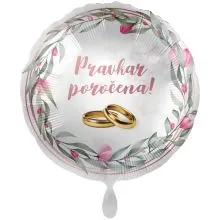Balon napihljiv, za helij, Pravkar poročena, zlata prstana, 43 cm