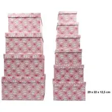 Darilna škatla kartonska, roza z zajčki, 29x22x12.5cm