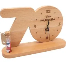 Ura 70 let iz masivnega lesa z epruveto sreče 35x22x8 cm