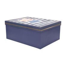Darilna škatla kartonska, modra z otroškim motivom mačke, 31x23x13.5cm