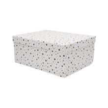 Darilna škatla kartonska, bela z zvezdicami, 27x20x11.5cm