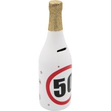 Hranilnik -šampanjec, prometni znak 50, keramika, 30cm
