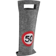 Darilna vrečka za steklenico iz filca, prometni znak 50, 40x14.5cm