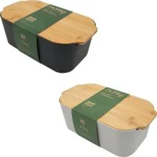 Posoda za shranjevanje kruha, PVC s pokrovom iz bambusa, 33x18.5x12cm, sort.