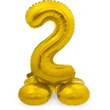 Balon napihljiv na zrak, "2", zlati, prostostoječ, 72cm