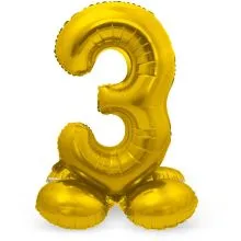 Balon napihljiv na zrak, "3", zlati, prostostoječ, 72cm