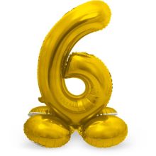 Balon napihljiv na zrak, "6", zlati, prostostoječ, 72cm