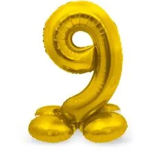 Balon napihljiv na zrak, "9", zlati, prostostoječ, 72cm