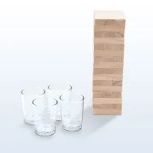 Pivska igra, "Drunking Tower", lesene kocke in 4 kozarci