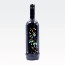 Vino Merlot, 0.75L, poslikana steklenica - grozd, 70 let