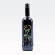 Vino Merlot, 0.75L, poslikana steklenica - grozd, 80 let