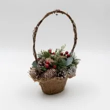 Košara dekorativna, naravni material, PVC, 28x22x21cm