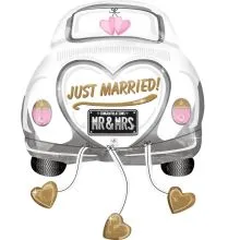 Balon napihljiv, za helij, avto, "Just Married", 58x79cm
