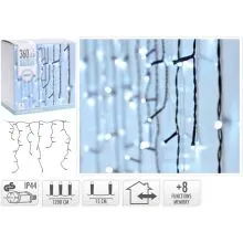 Božične lučke za notranjo in zunanjo uporabo, zavesa, 360 LED, bele, 8 funkcij, slap, 12m+3m