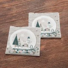 Papirnate serviete, bež, snežak z darili, 33x33cm, 20kos.