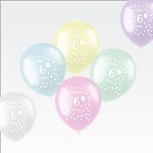 Baloni barvni iz lateksa, 6. rojstni dan, 6kom, 33cm