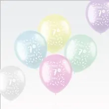 Baloni barvni iz lateksa, 7. rojstni dan, 6kom, 33cm