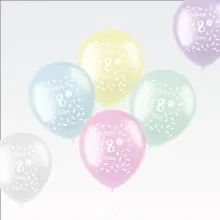 Baloni barvni iz lateksa, 8. rojstni dan, 6kom, 33cm