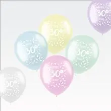 Baloni barvni iz lateksa, 30. rojstni dan, 6kom, 33cm