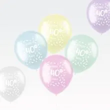 Baloni barvni iz lateksa, 40. rojstni dan, 6kom, 33cm