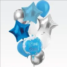 Set balonov - balon napihljivi, za helij/zrak, okrogel - Its a Boy! in 3 zvezde, 45cm, 6x balon iz lateksa, 23cm