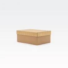 Darilna škatla kartonska, natur, z zlatimi črtami na pokrovu, 23x16.5x9.5cm