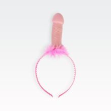 Igra za dekliščino, naglavni trak penis + krogci, PVC, roza