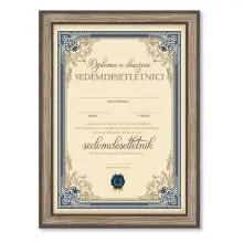 Diploma ROJSTNI DAN, Sedemdesetletnik, modra, (36x25cm)