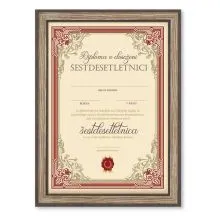 Diploma ROJSTNI DAN, Šestdesetletnica, rdeča, (36x25cm)