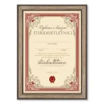 Diploma ROJSTNI DAN, Štiridesetletnica, rdeča, (36x25cm)