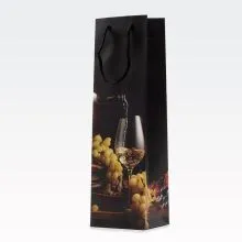 Vrečka darilna, 40x12x10 cm, za steklenico, kozarec in grozdje