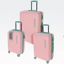 Potovalni kovček na kolesih, roza/mint, ABS, 80l, 70cm