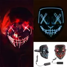 Maska za Halloween z LED lučko, umetna masa, 3 funkcije, 20cm, sort.