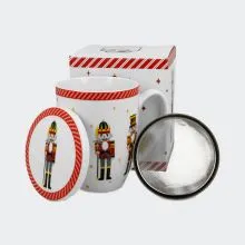 Skodelica hrestač, s cedilko in pokrovom  v darilni embalaži, 350ml, new bon, 10.5cm