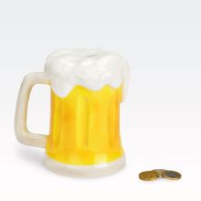 Hranilnik v obliki pivskega vrča, rumen, keramika, 14x14x11cm