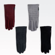 Rokavice ženske, s kamenčki, "touch finger", 100% poliester, one size, sort.