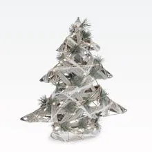 Božična smreka srebrna, 20 LED, na baterije, 30cm