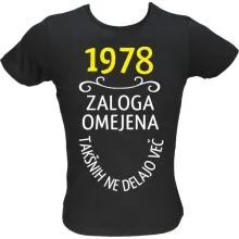 Majica ženska (telirana)-1978, zaloga omejena, takšnih ne delajo več L-črna