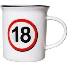Lonček, prometni znak, "18", porcelan, 9cm