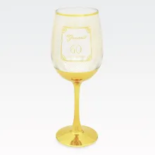Kozarec za vino, za 60 let, "GLAMOROUS AT 60", pozlačen, v  darilni embalaži, 22cm
