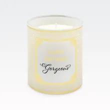 Sveča dišeča, Vanilla Cream, za rojstni dan, "HAPPY BIRTHDAY", v darilni embalaži, 9.5cm