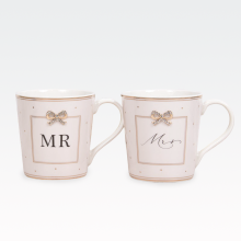 Set 2 lončkov, za poroko, "MR & MRS", kitajski porcelan, v darilni embalaži, 9cm