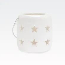 Laterna za čajno lučko, zvezde, bela, keramika, 10.5x8.5cm