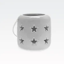 Laterna za čajno lučko, zvezde, siva, keramika, 10.5x8.5cm