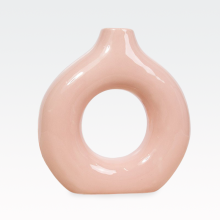 Vaza, okrogla, nežno roza, keramika, 25cm