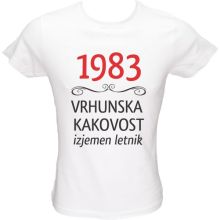 Majica ženska (telirana)-1983, vrhunska kakovost, izjemen letnik S-bela